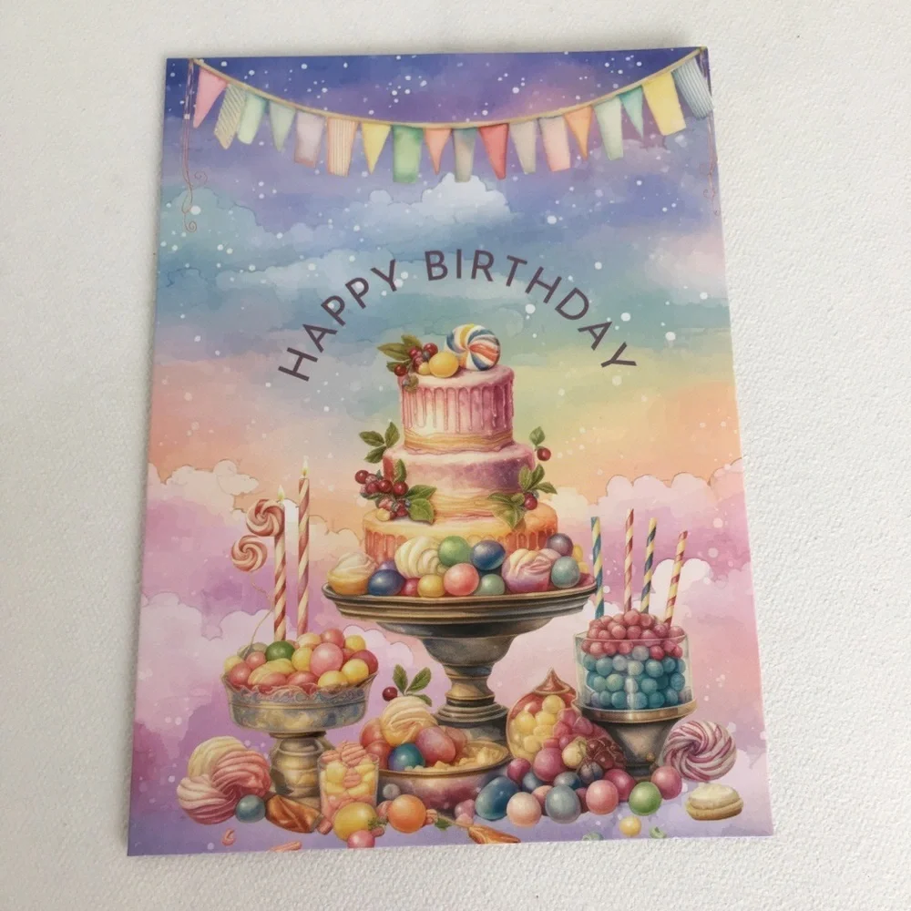 Assortment of 20 Cupcake Birthday Cards Pastel Pink Purple With Envelopes NEW